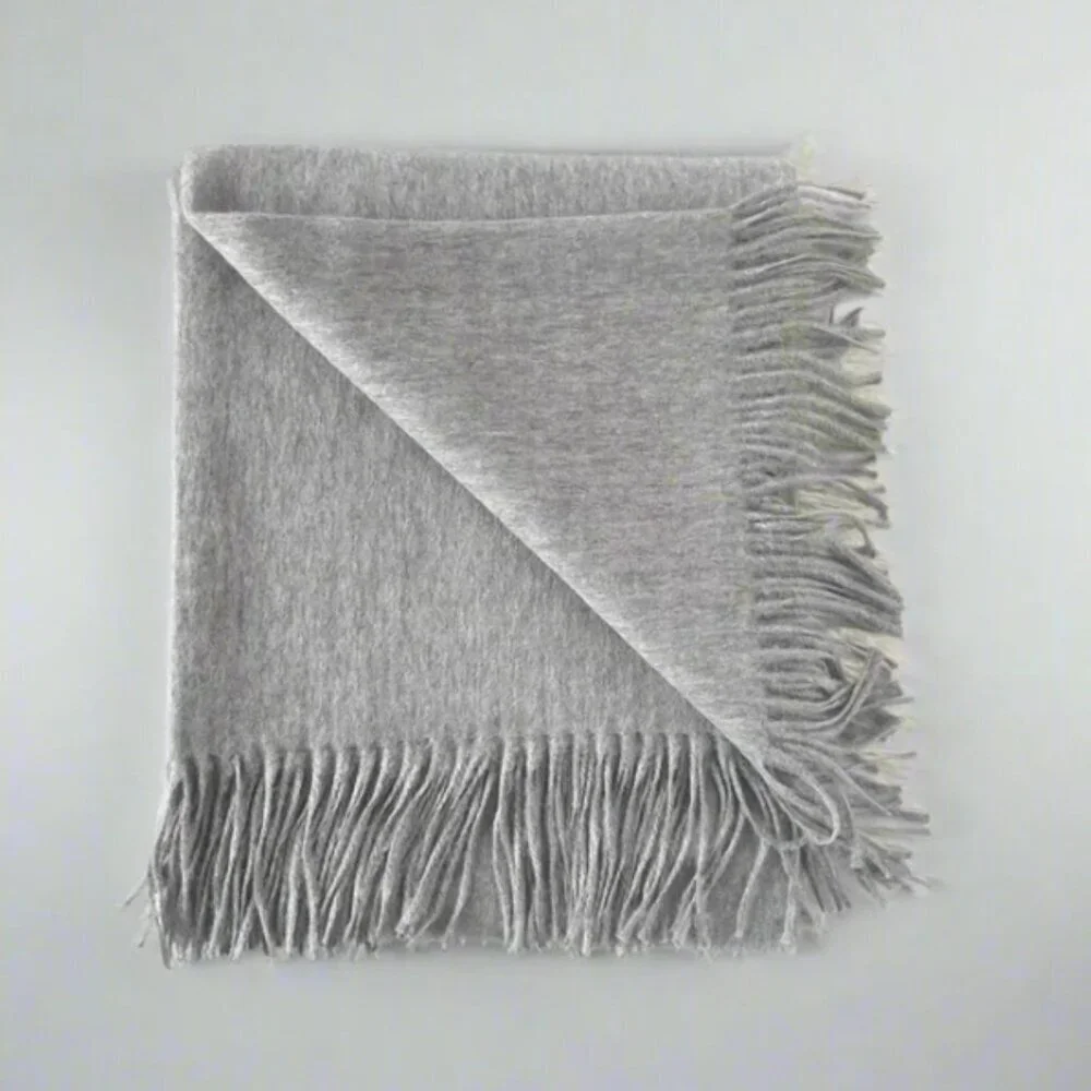 ARTZNL 100% Baby Alpaca Throw Blanket Heather Gray Large 71x51 Soft Lightweight